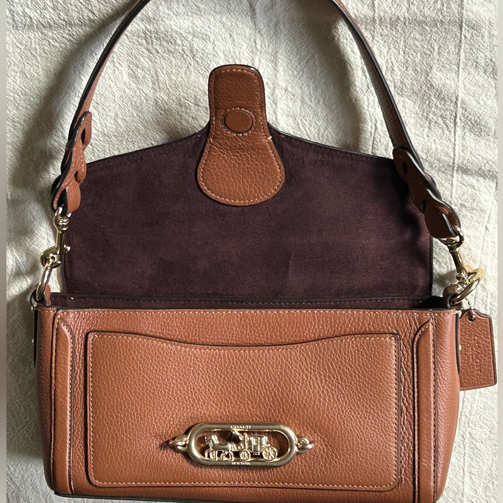 COACH Jade Pebble Leather w/Daisy Appliqués 2Way Shoulder/XBody Bag - Picture 7 of 12